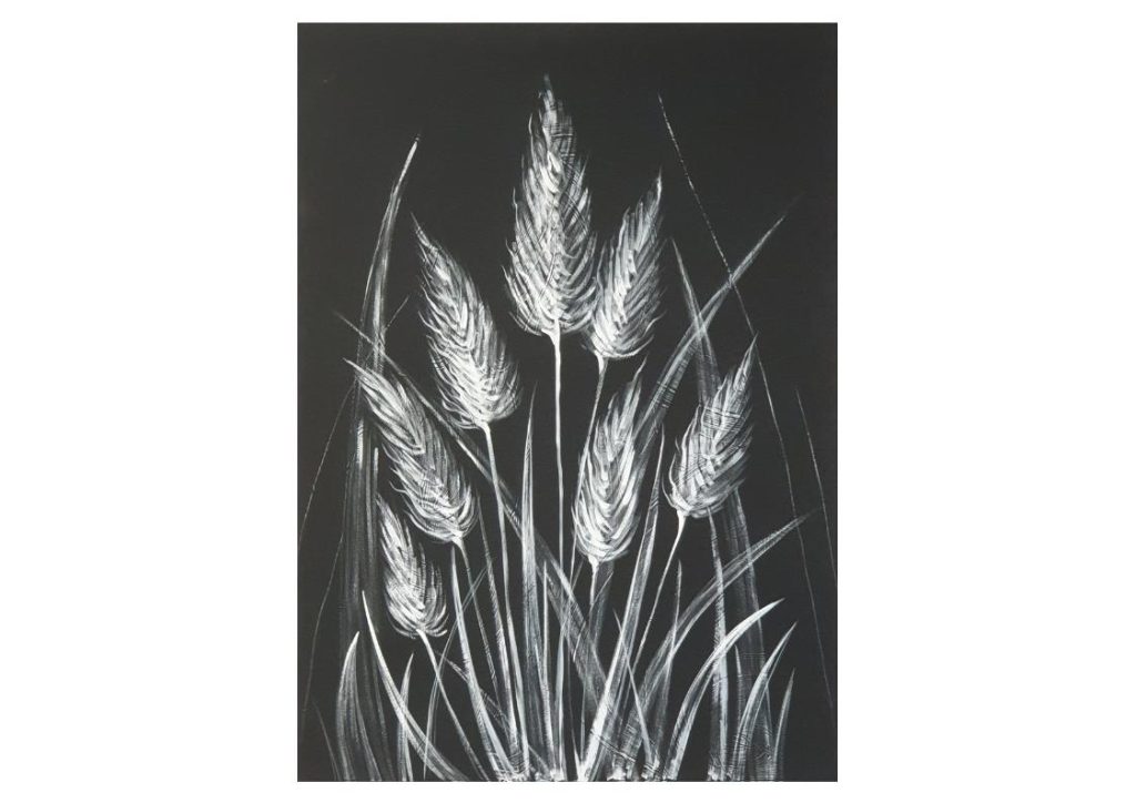 Tablou Silver Lights cu spice argintii pe fundal negru – Victoria Grădinar