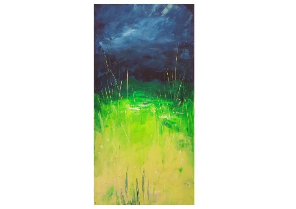 Untitled design (5) Tablou Stormy Garden – pictură abstractă verde și albastră Victoria Grădinar