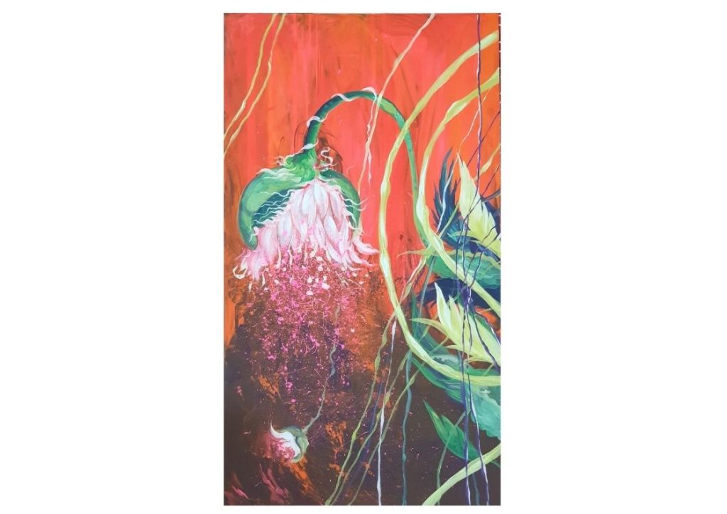 Tablou My Red Flower – pictură florală roșie de Victoria Grădinar